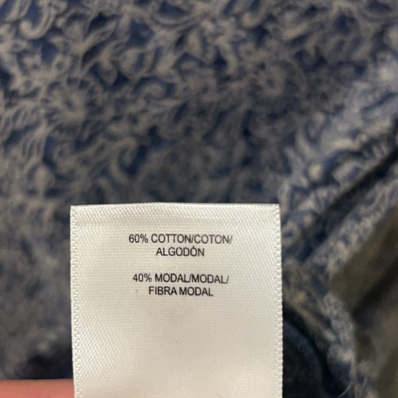 Lucky Brand blue white tan floral shortsleeve shirt women’s top Small - Picture 8 of 8